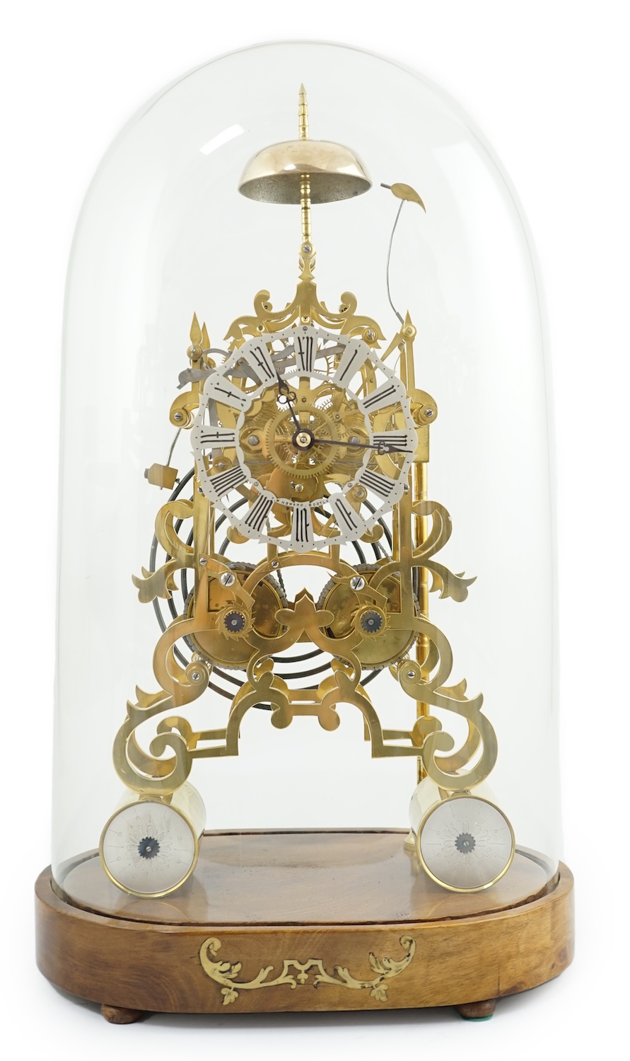 A Victorian brass skeleton clock